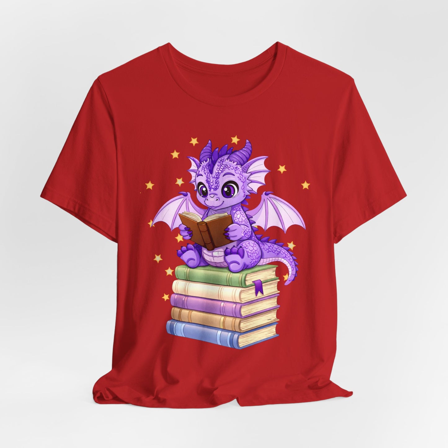 Fate Book Dragon Sitting on Books Graphic Tee