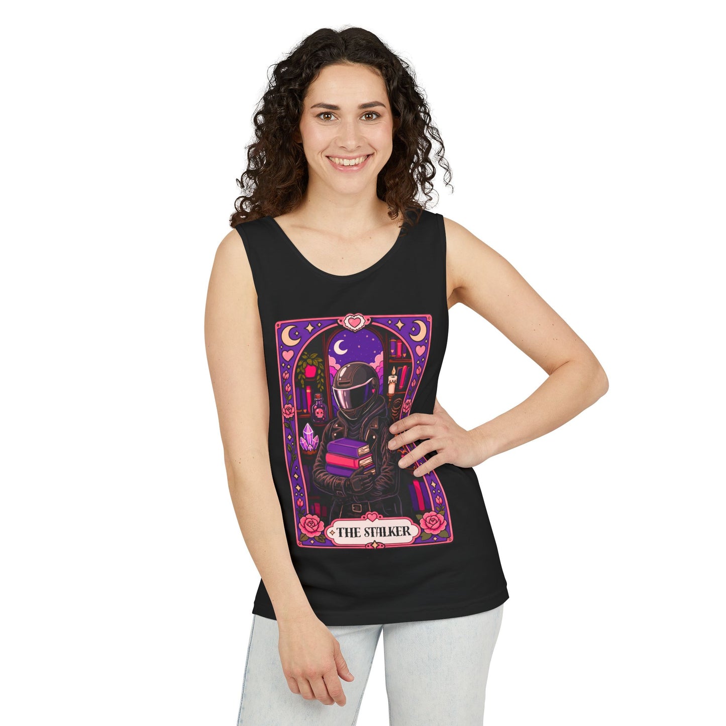 The Stalker Tarot Card, Cute Nerdy Graphic Booklover Tee (no returns check size chart)