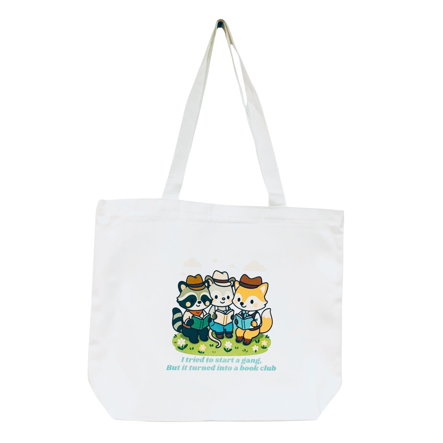 Book Lover Tote Bag – Spacious 18.5" Canvas Bag with Double-Sided Hand-Drawn Design by Author Wendy Owens