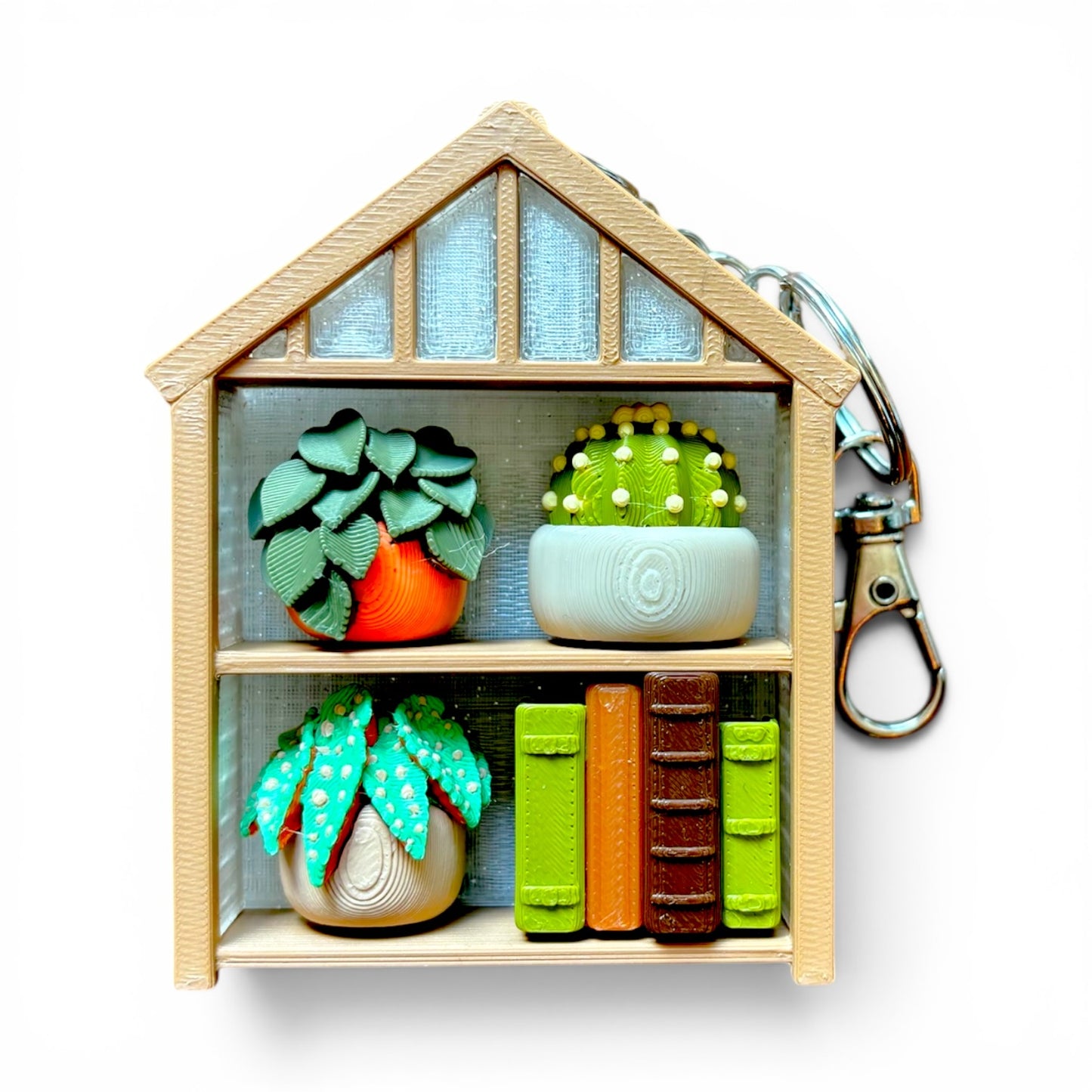 Greenhouse Bookcase Clicker — Mini 3D Printed Fidget Bookshelf
