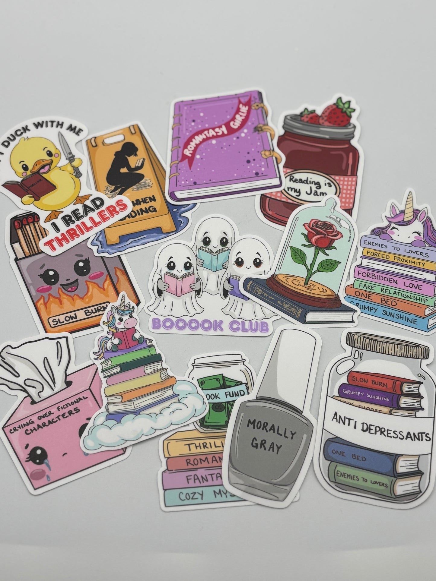 Bookish Vinyl Stickers – 3 Inch Waterproof Decals for Readers, Romantasy Fans, and Book Lovers | Bundle & Individual Options
