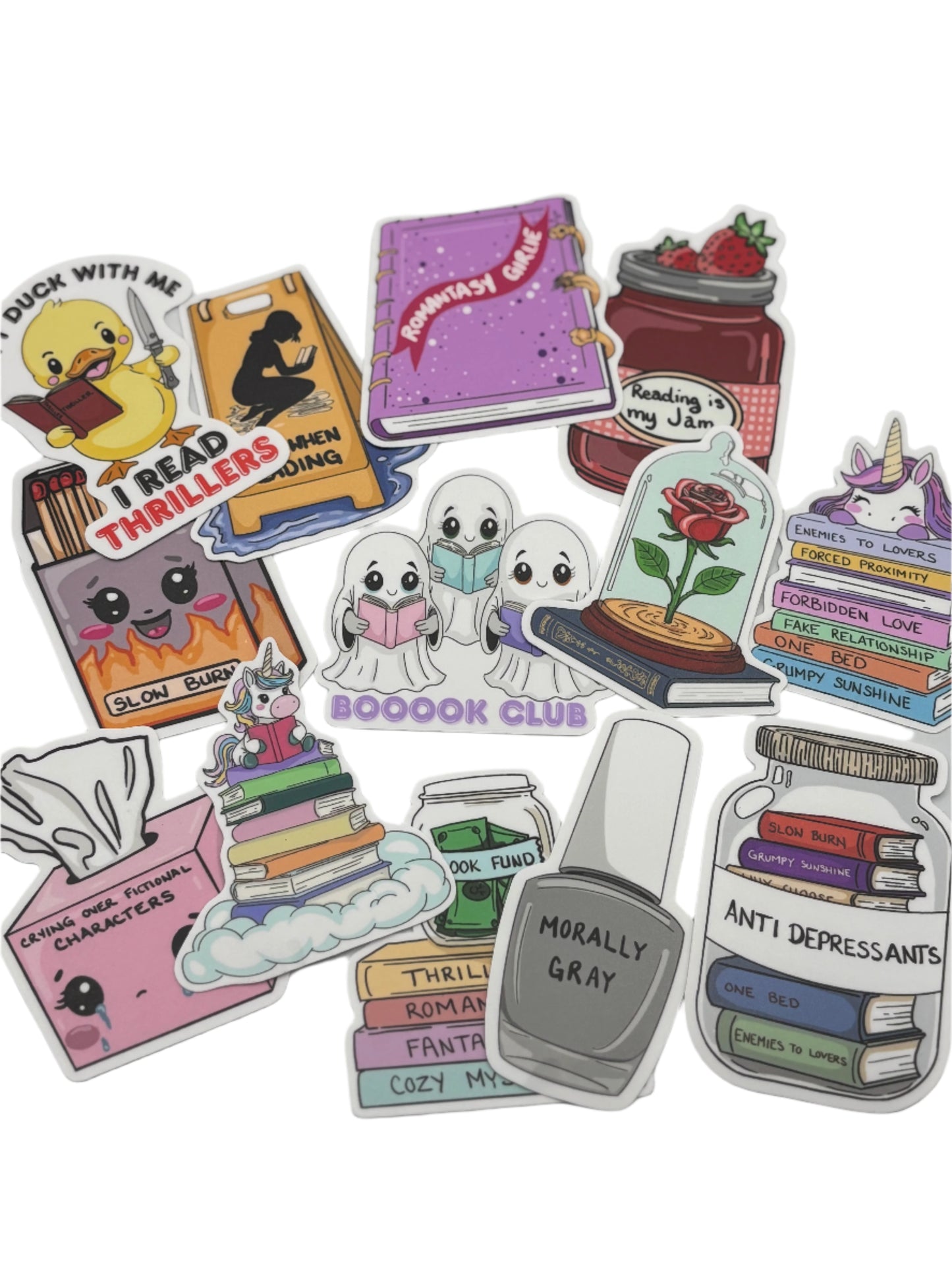 Bookish Vinyl Stickers – 3 Inch Waterproof Decals for Readers, Romantasy Fans, and Book Lovers | Bundle & Individual Options