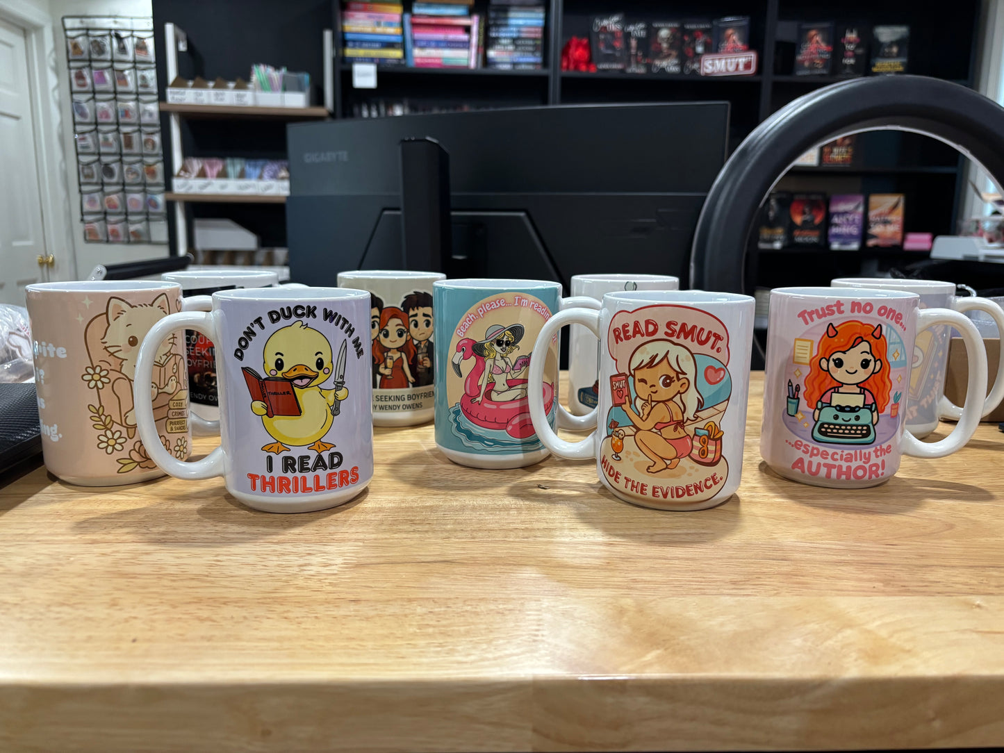 15 oz Bookish Ceramic Mugs — Original Designs by Author & Artist Wendy Owens