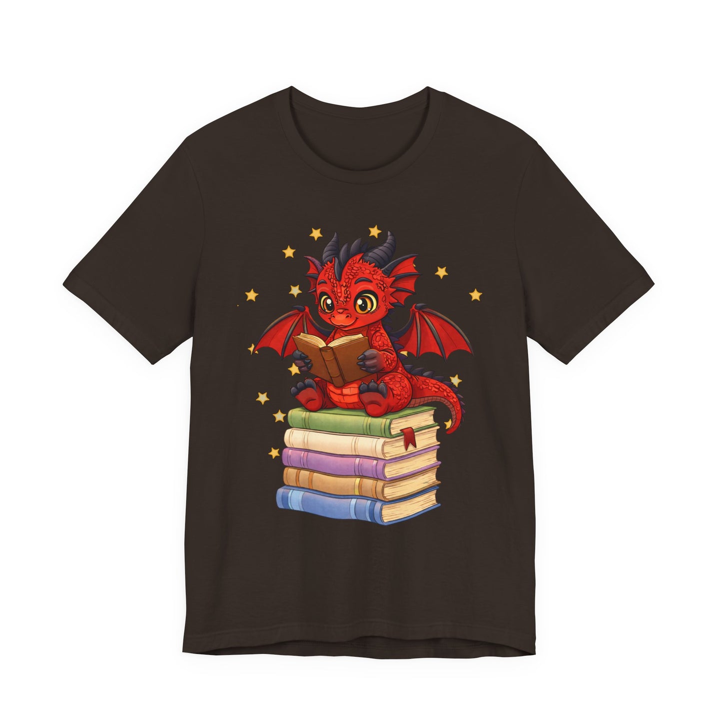 Crimson Ties Book Dragon Sitting on Books Graphic Tee