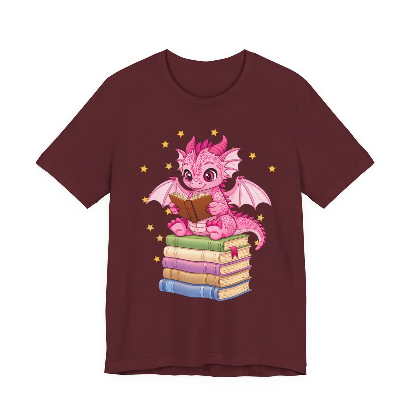 Love Book Dragon Sitting on Books Graphic Tee