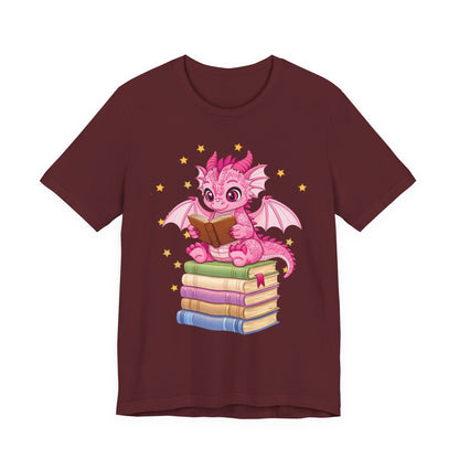 Love Book Dragon Sitting on Books Graphic Tee