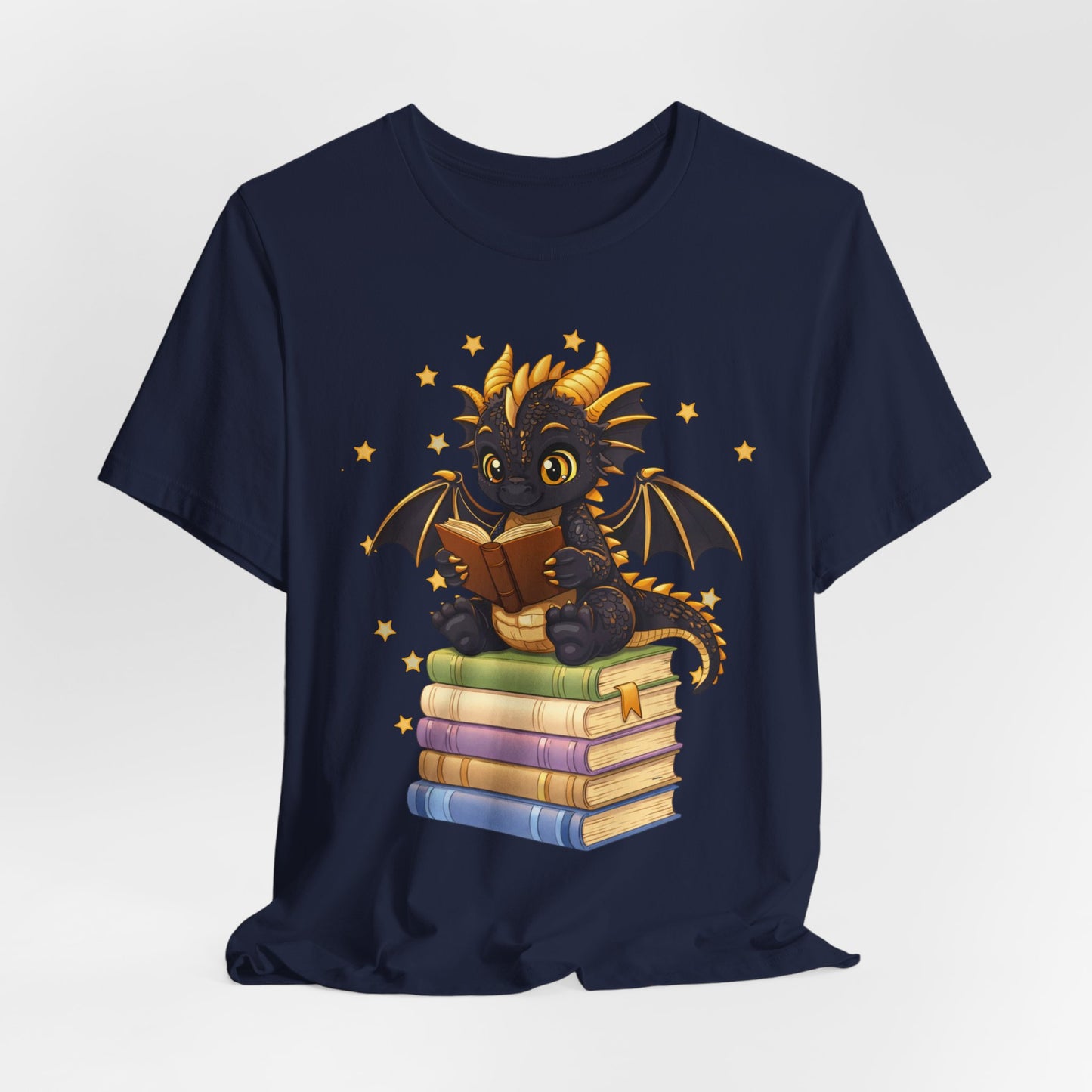 Dragon Rider Book Dragon Sitting on Books Graphic Tee