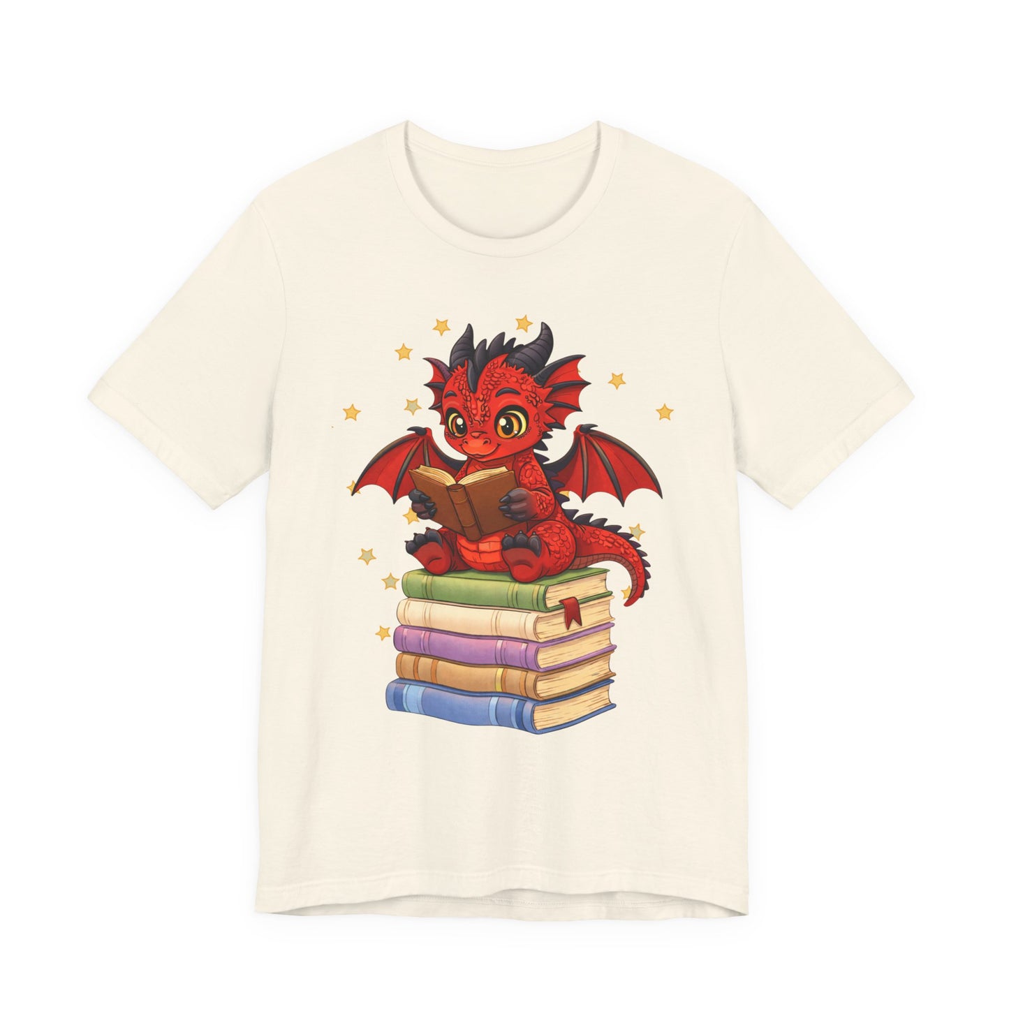 Crimson Ties Book Dragon Sitting on Books Graphic Tee