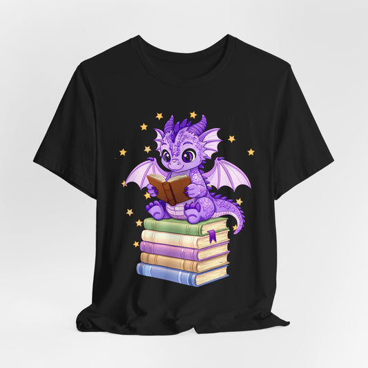 Fate Book Dragon Sitting on Books Graphic Tee