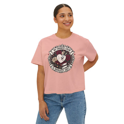 Morally Grey Reading Club Boxy Tee No Refunds on Clothing