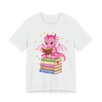 Love Book Dragon Sitting on Books Graphic Tee