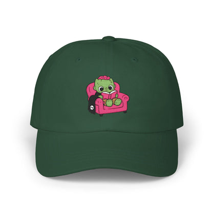Cute Reading Zombie on Pink Armchair Embroidered Hat