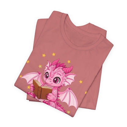 Love Book Dragon Sitting on Books Graphic Tee