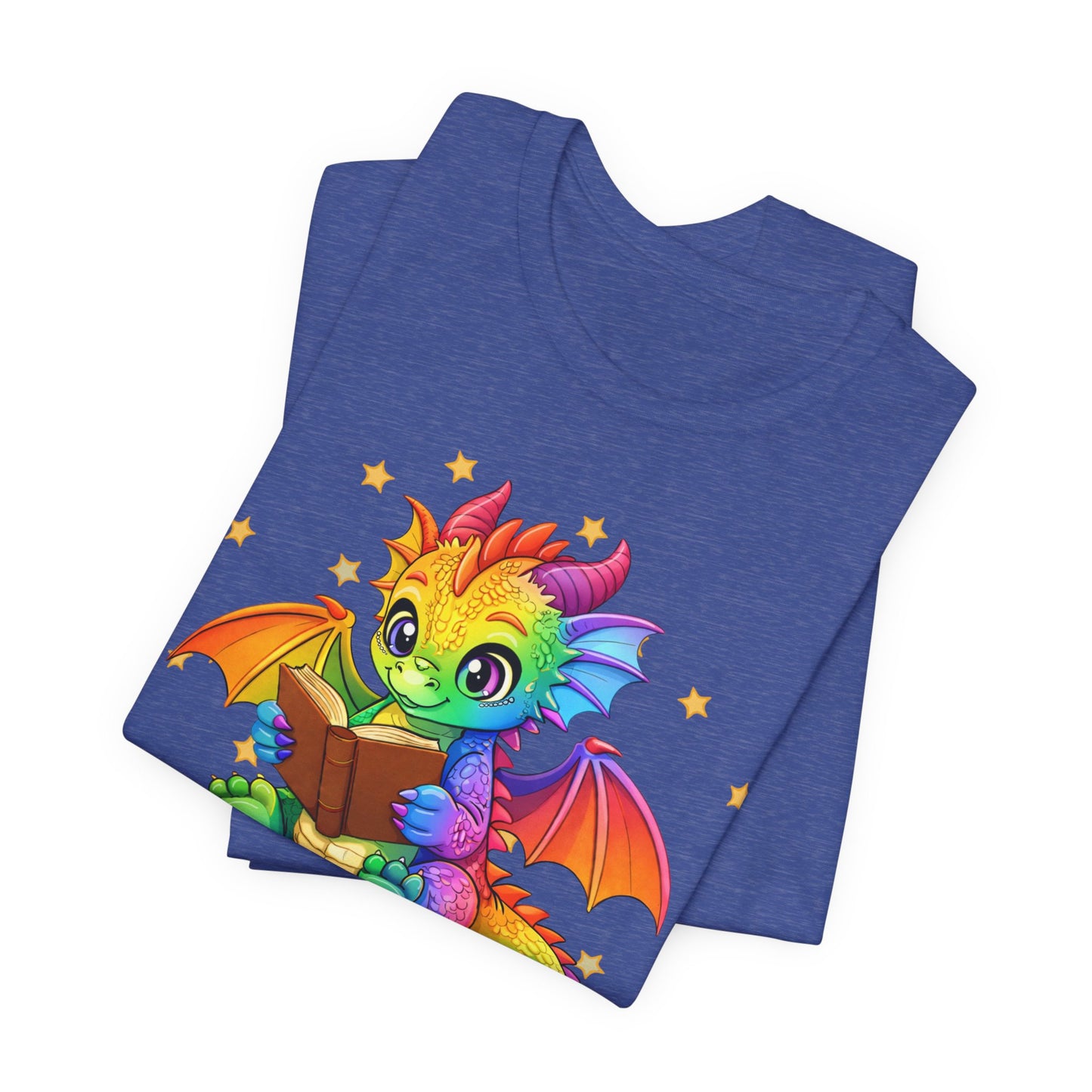 Jellybean Book Dragon Sitting on Books Graphic Tee