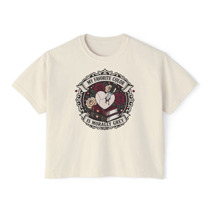 Morally Grey Reading Club Boxy Tee No Refunds on Clothing