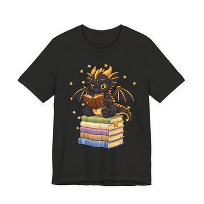 Dragon Rider Book Dragon Sitting on Books Graphic Tee