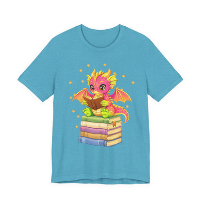 Dragon Rider Book Dragon Sitting on Books Graphic Tee