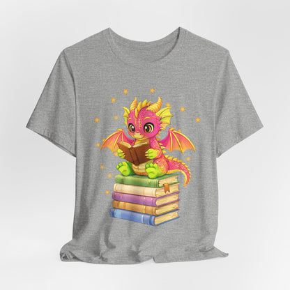 Dragon Rider Book Dragon Sitting on Books Graphic Tee
