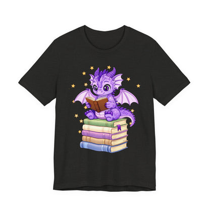 Fate Book Dragon Sitting on Books Graphic Tee
