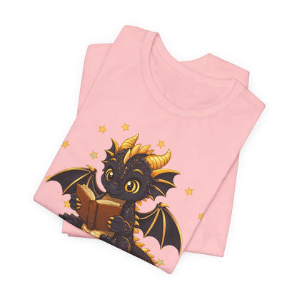Dragon Rider Book Dragon Sitting on Books Graphic Tee