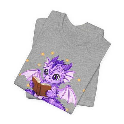 Fate Book Dragon Sitting on Books Graphic Tee
