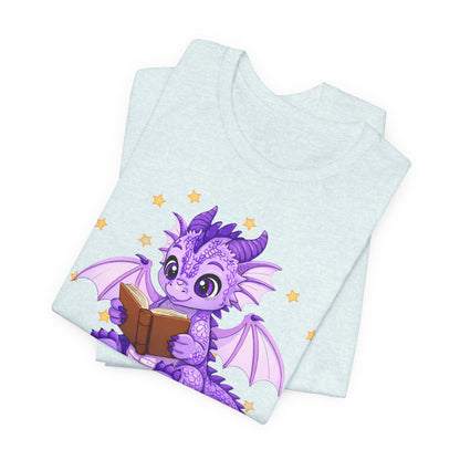 Fate Book Dragon Sitting on Books Graphic Tee
