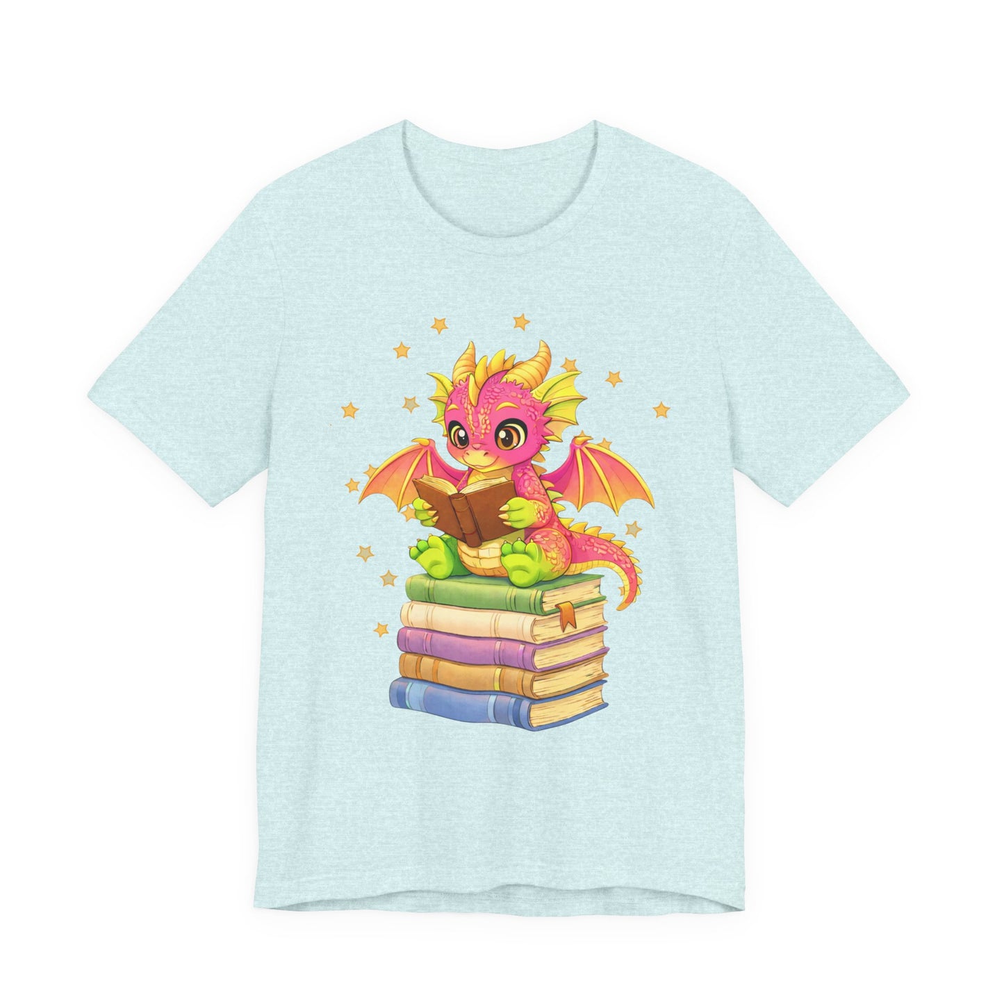 Dragon Rider Book Dragon Sitting on Books Graphic Tee
