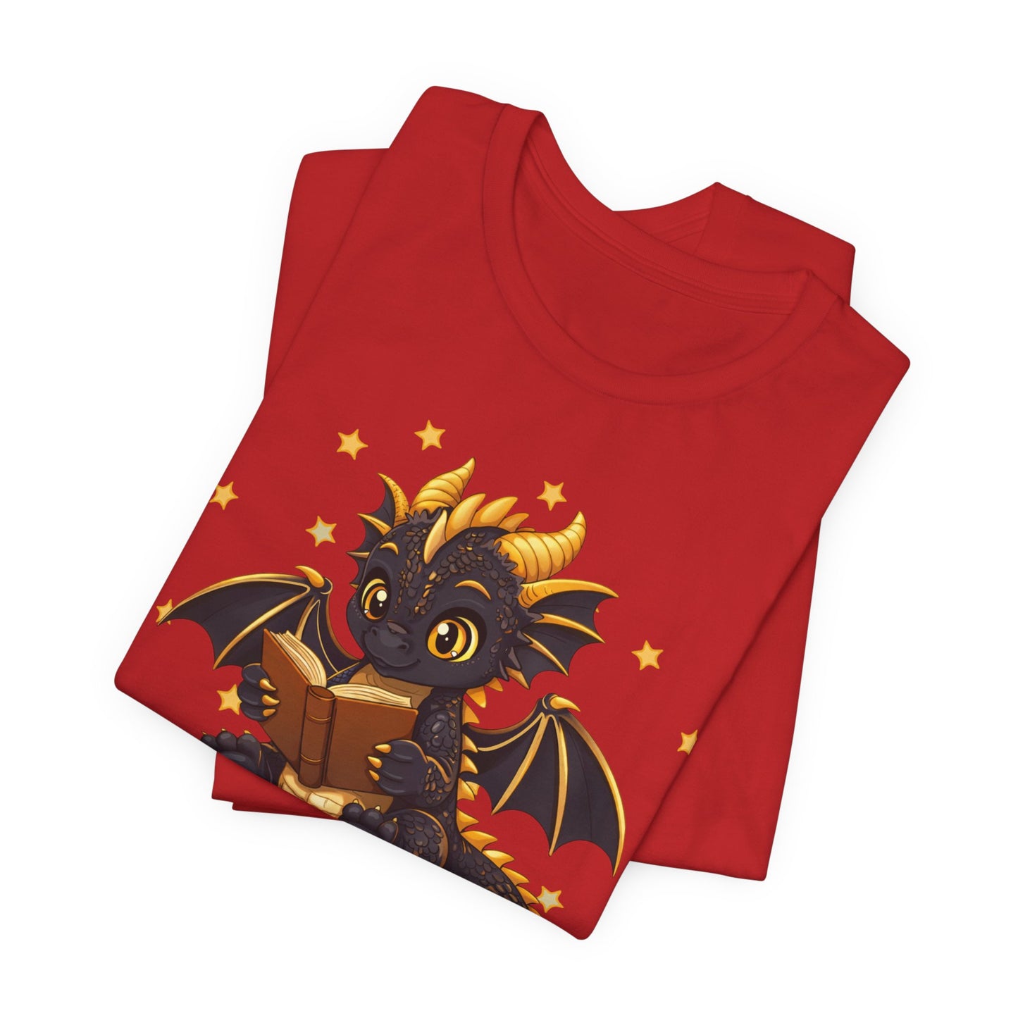 Dragon Rider Book Dragon Sitting on Books Graphic Tee