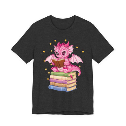 Love Book Dragon Sitting on Books Graphic Tee
