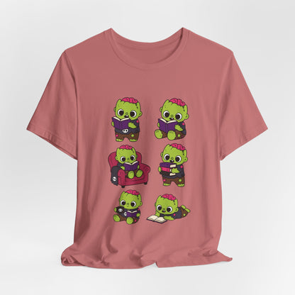 Cute Reading Zombie Tee — Cartoon Zombie Reading Books for book lovers
