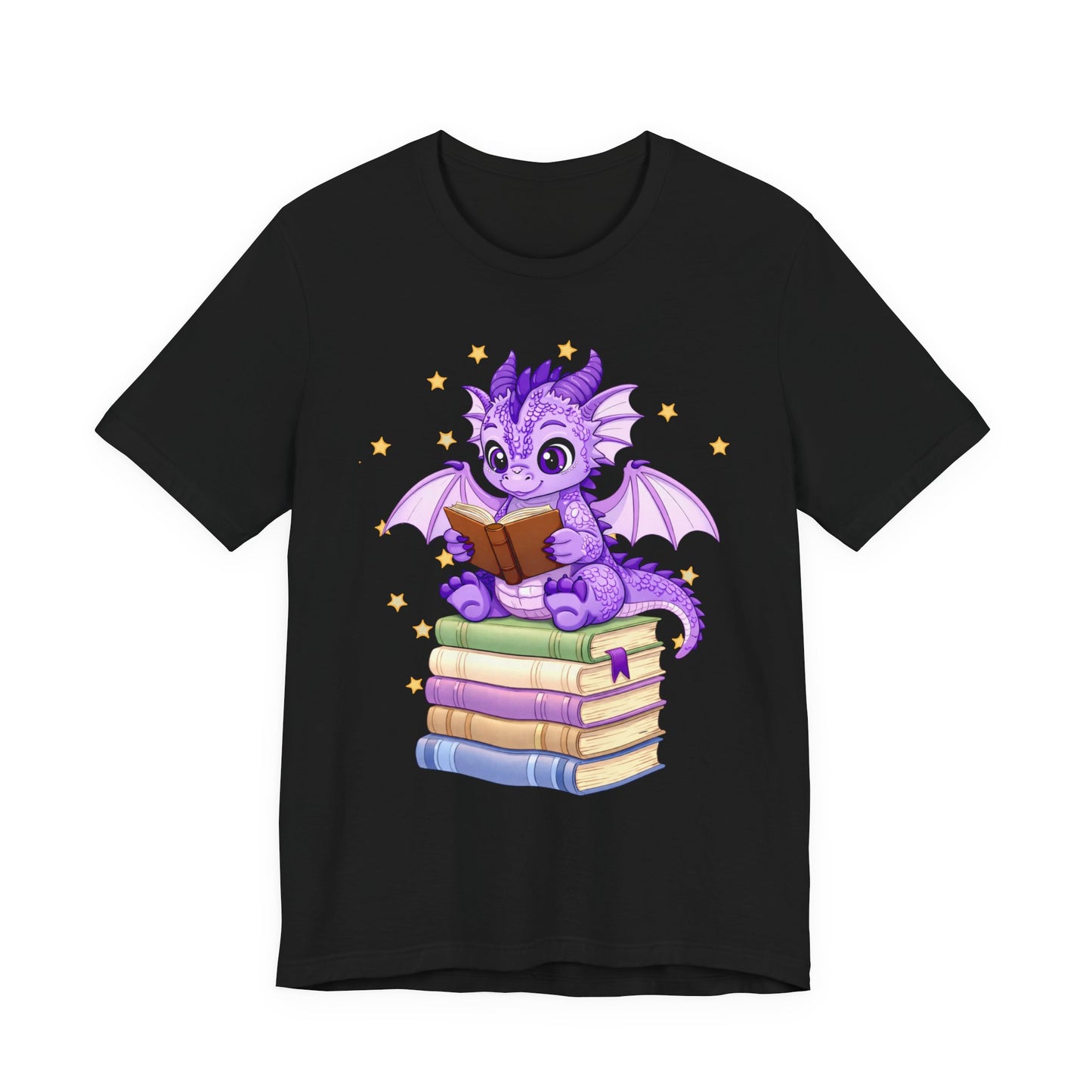 Fate Book Dragon Sitting on Books Graphic Tee