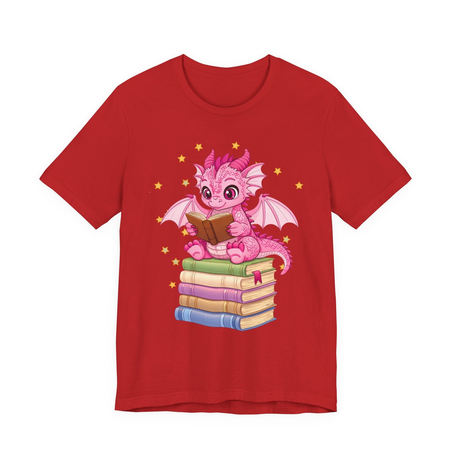 Love Book Dragon Sitting on Books Graphic Tee