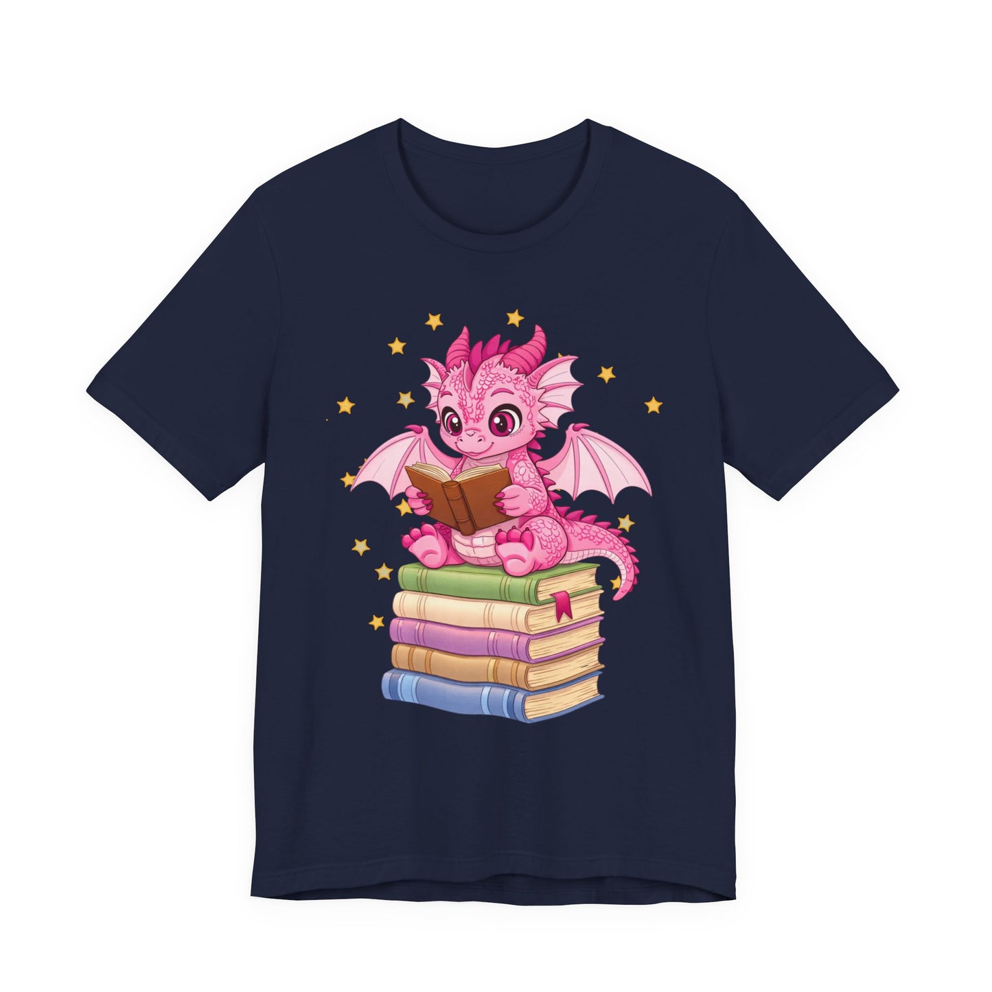 Love Book Dragon Sitting on Books Graphic Tee