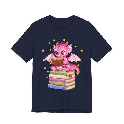 Love Book Dragon Sitting on Books Graphic Tee