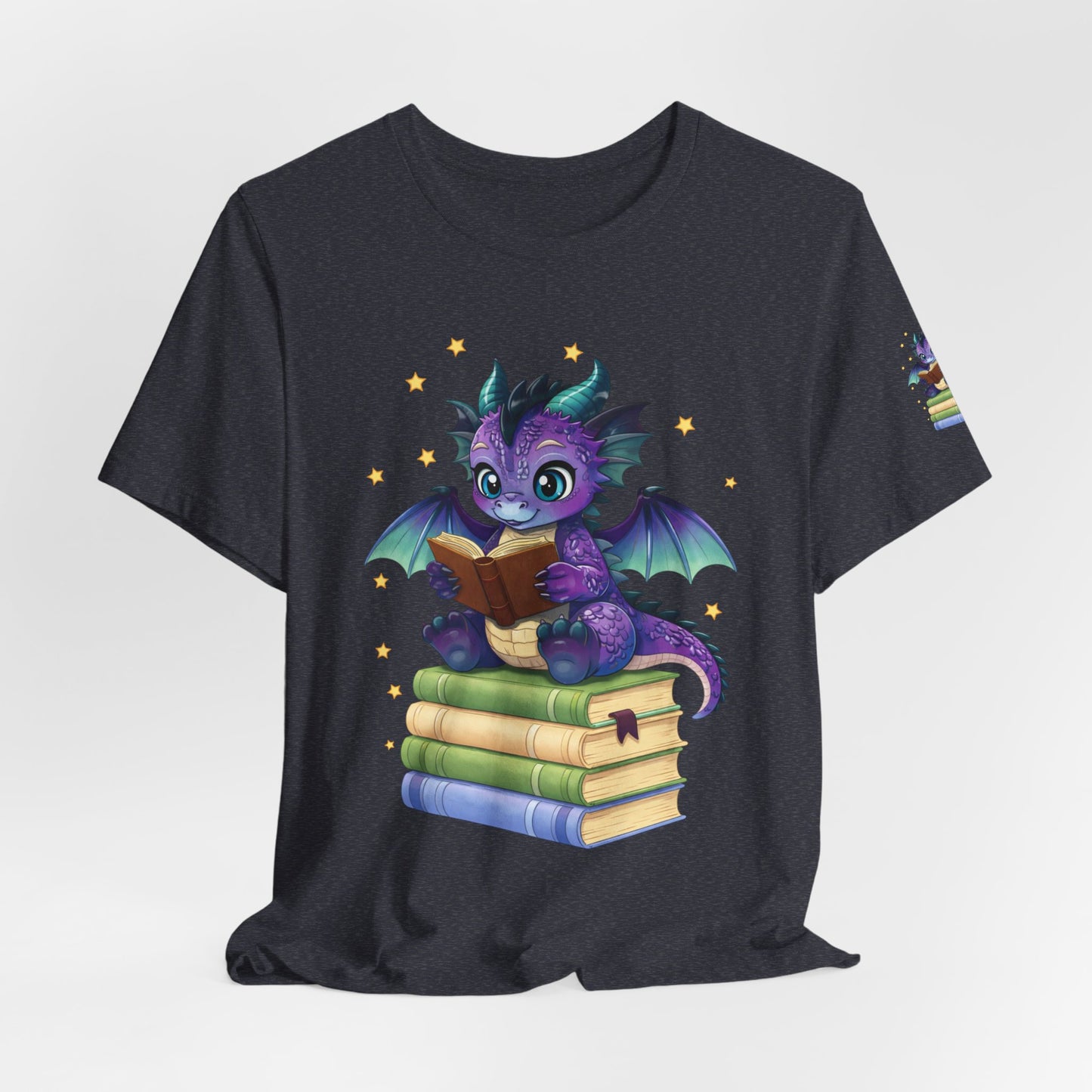 Baddie Book Dragon Sitting on Books Graphic Tee