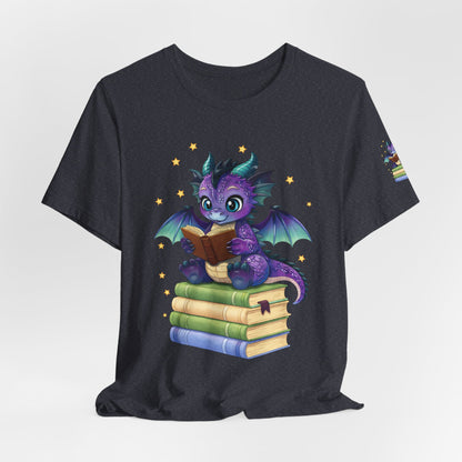 Baddie Book Dragon Sitting on Books Graphic Tee