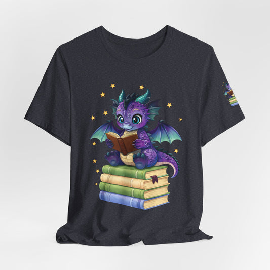 Baddie Book Dragon Sitting on Books Graphic Tee