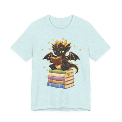 Dragon Rider Book Dragon Sitting on Books Graphic Tee