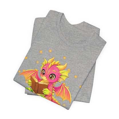 Dragon Rider Book Dragon Sitting on Books Graphic Tee
