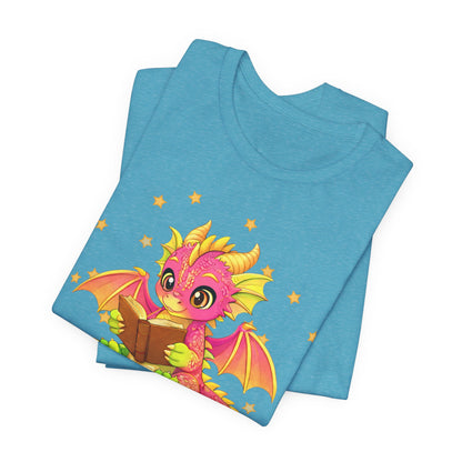 Dragon Rider Book Dragon Sitting on Books Graphic Tee