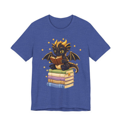 Dragon Rider Book Dragon Sitting on Books Graphic Tee