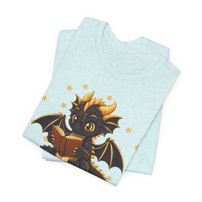 Dragon Rider Book Dragon Sitting on Books Graphic Tee