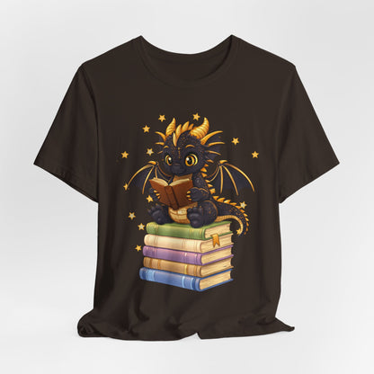 Dragon Rider Book Dragon Sitting on Books Graphic Tee
