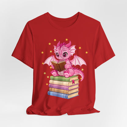 Love Book Dragon Sitting on Books Graphic Tee
