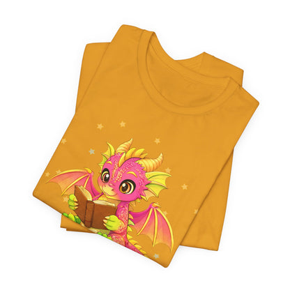 Dragon Rider Book Dragon Sitting on Books Graphic Tee