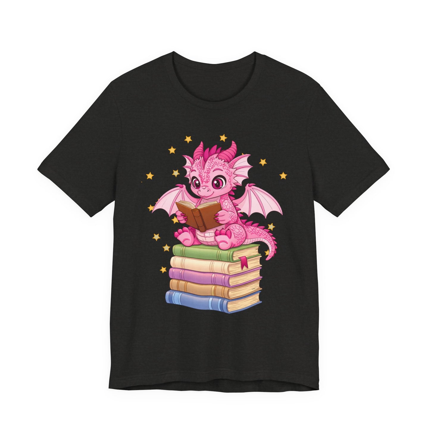 Love Book Dragon Sitting on Books Graphic Tee