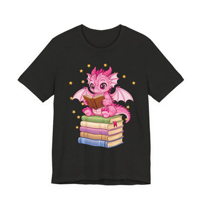 Love Book Dragon Sitting on Books Graphic Tee