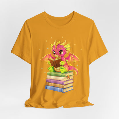 Dragon Rider Book Dragon Sitting on Books Graphic Tee