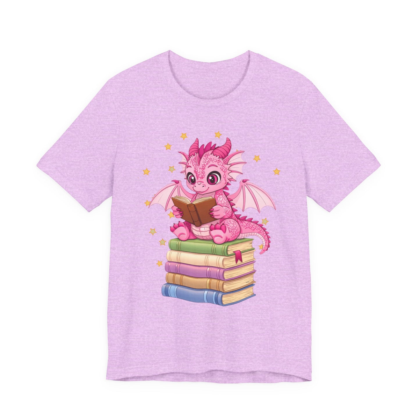 Love Book Dragon Sitting on Books Graphic Tee