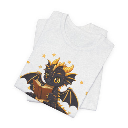 Dragon Rider Book Dragon Sitting on Books Graphic Tee